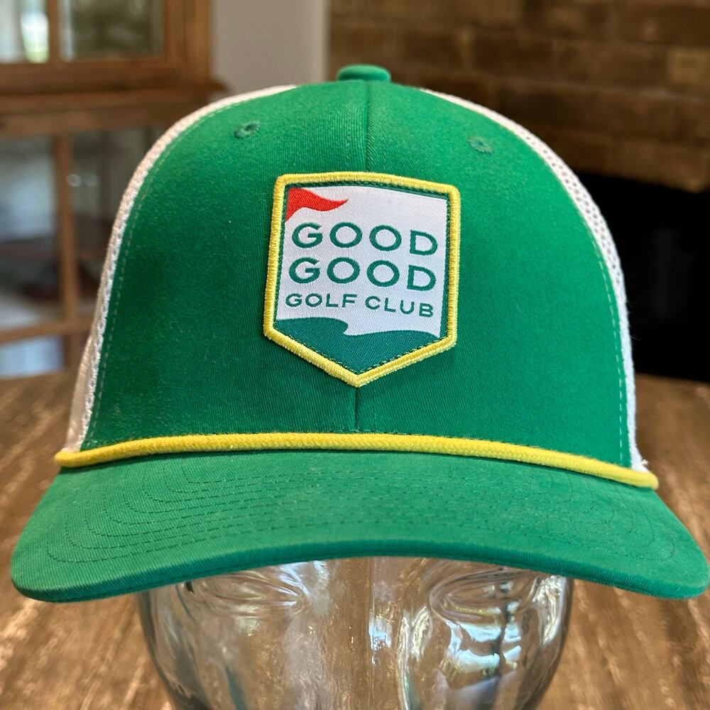 Good Good Golf Sunday Green Rope Hat Adjustable Mesh Trucker Green White Masters